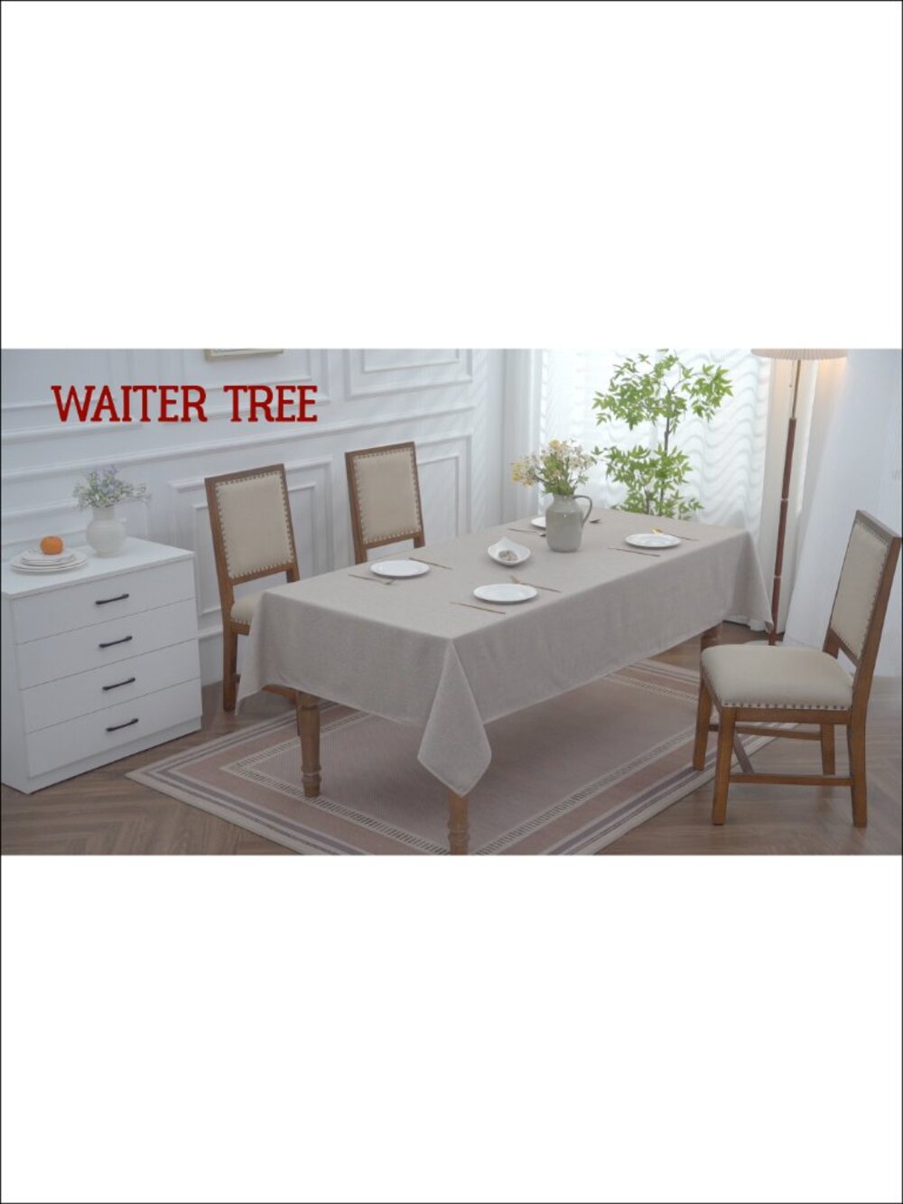 Linen Textured Waterproof Wrinkle-Free Tablecloth Rectangular Dining Cover - Picture 6 of 6